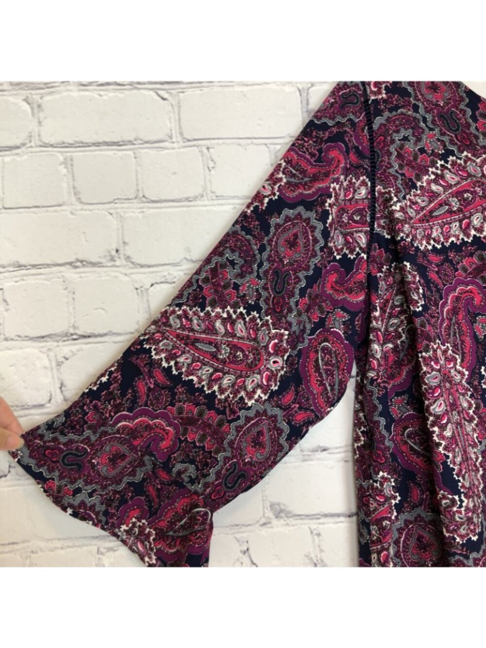 Talbot's Purple Paisley Long Sleeve Top Plus Size 2X - Picture 4 of 7